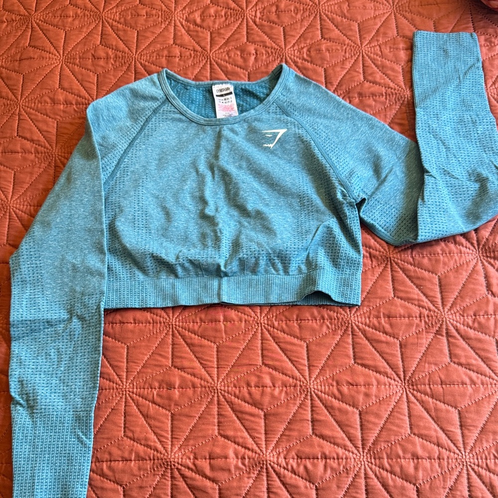 Gymshark Teal Long Sleeve Crop Top